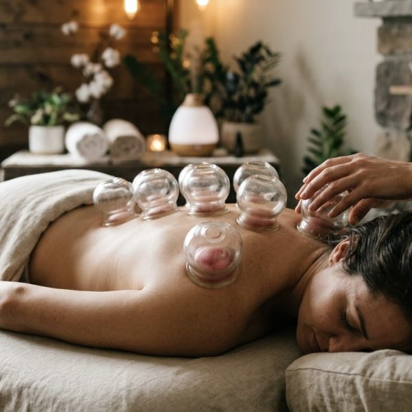 Trattamento di cupping therapy sulla schiena